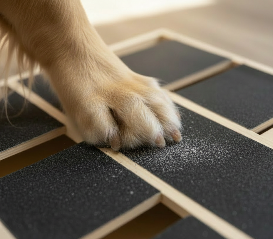 Paw on scratch board with underneath treat compartment